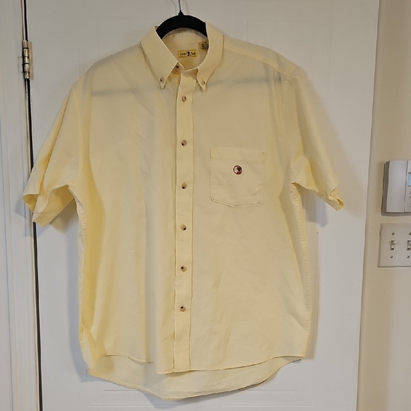 Vintage Duck Head Button Down Shirt Men Size Short Sleeve Large Yellow - Picture 1 of 6